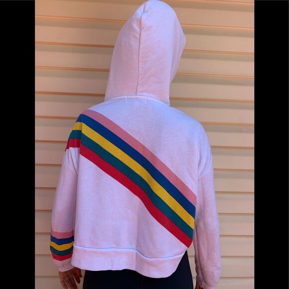 Wildfox white/rainbow decorated hooded zip up sweater, good preowned condition,S - Picture 7 of 16